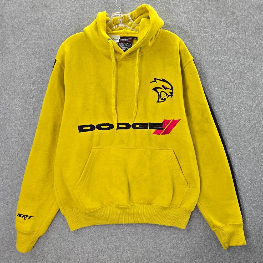 Dodge Hellcat Men Sweatshirts Large Yellow Hoodie Logo‎ Embroidered READ